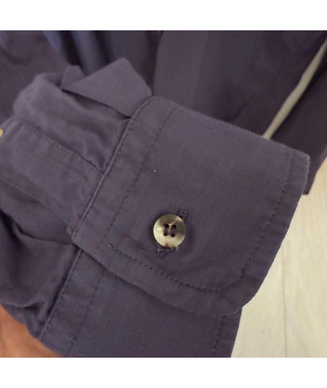 BRUNELLO CUCINELLI Фиолетовая хлопковая кэжуал рубашка, фото 4