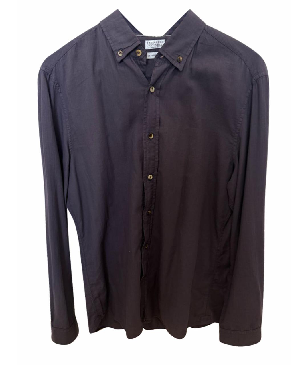 BRUNELLO CUCINELLI Фиолетовая хлопковая кэжуал рубашка, фото 1