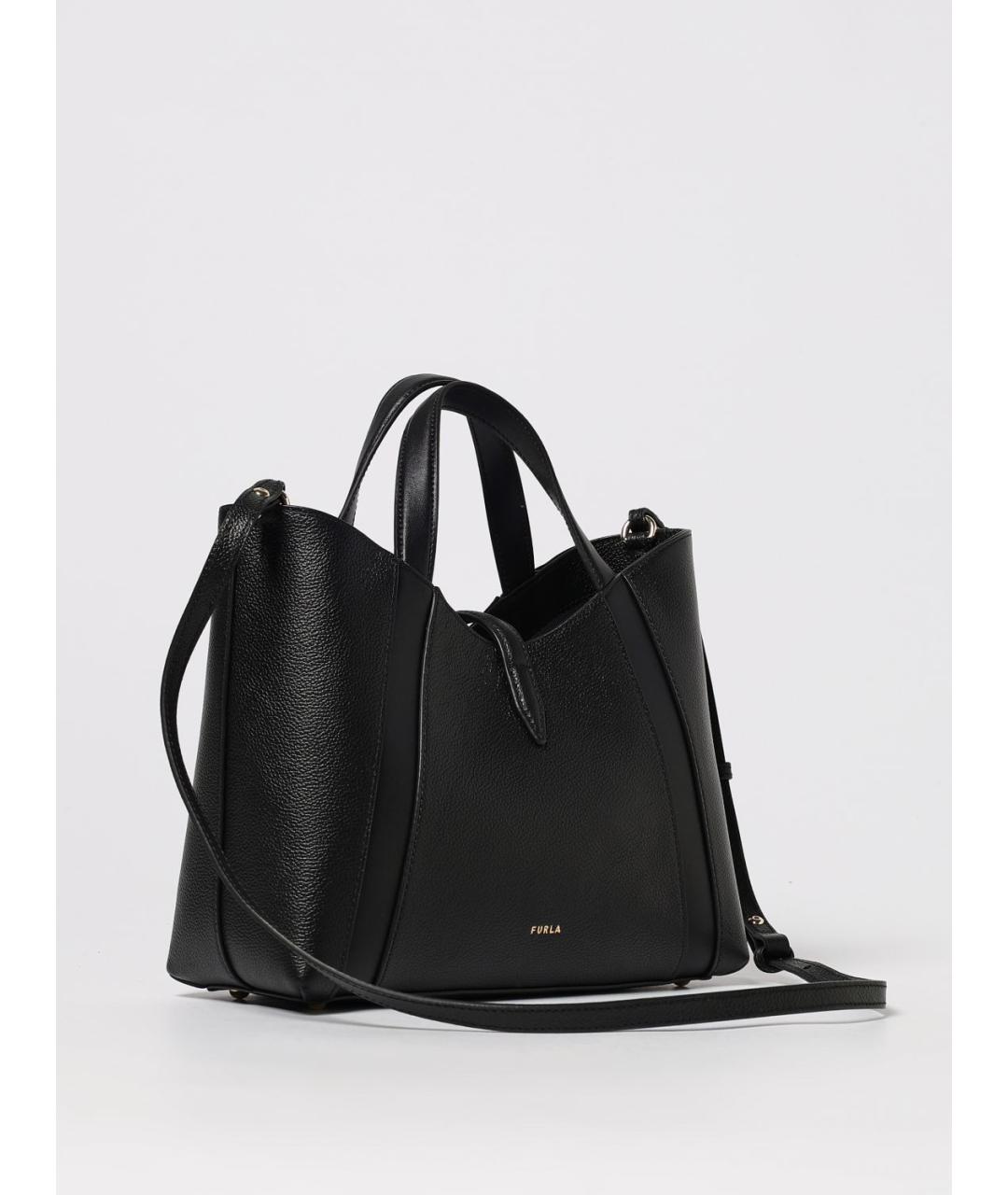 FURLA Черная кожаная сумка тоут, фото 2