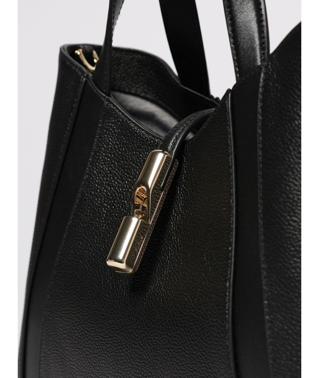 FURLA Черная кожаная сумка тоут, фото 3