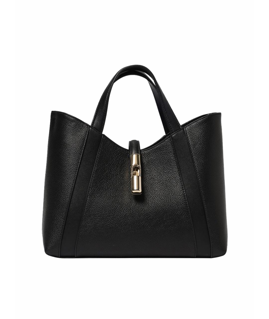 FURLA Черная кожаная сумка тоут, фото 1