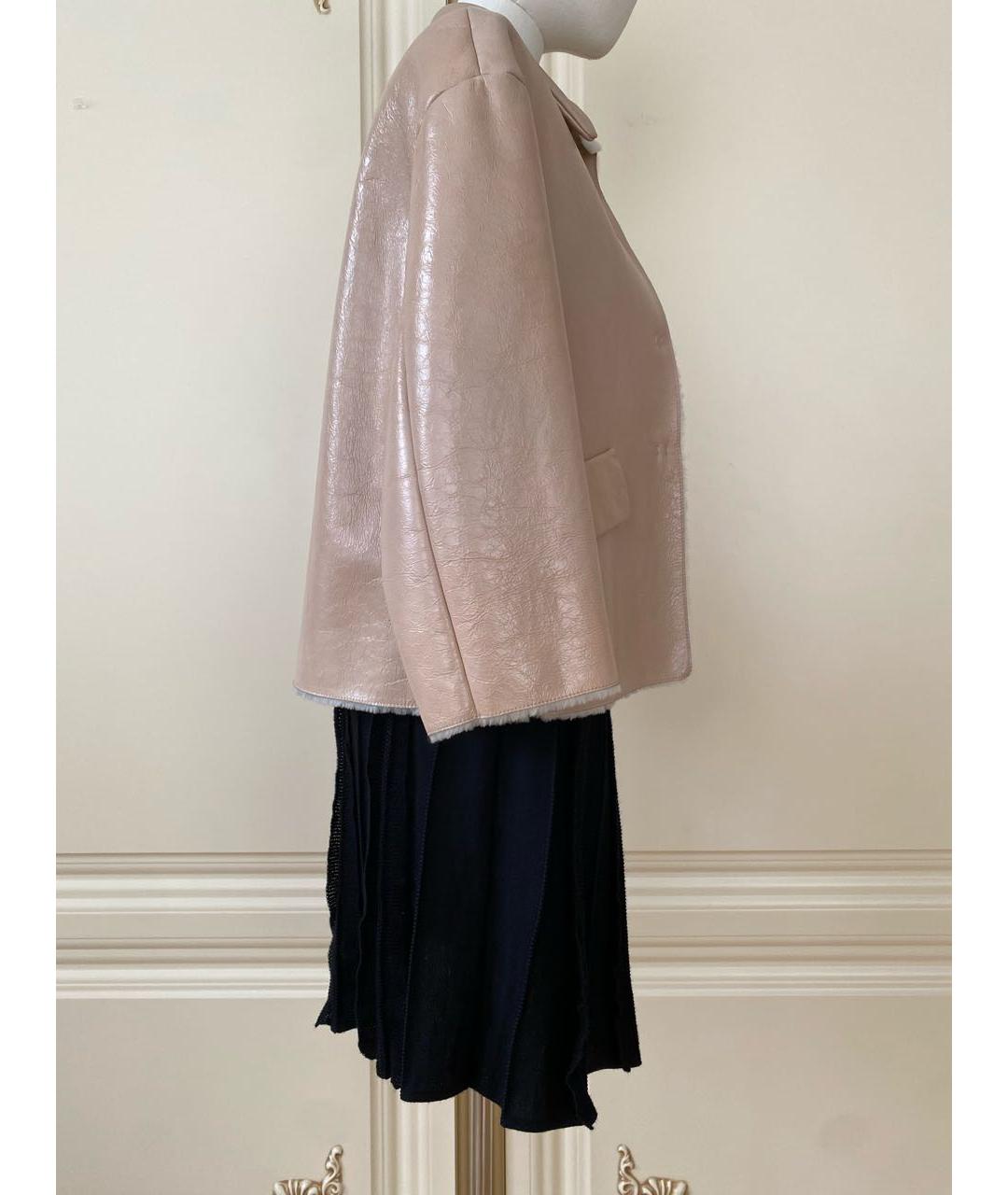 MIU MIU Розовая кожаная дубленка, фото 3
