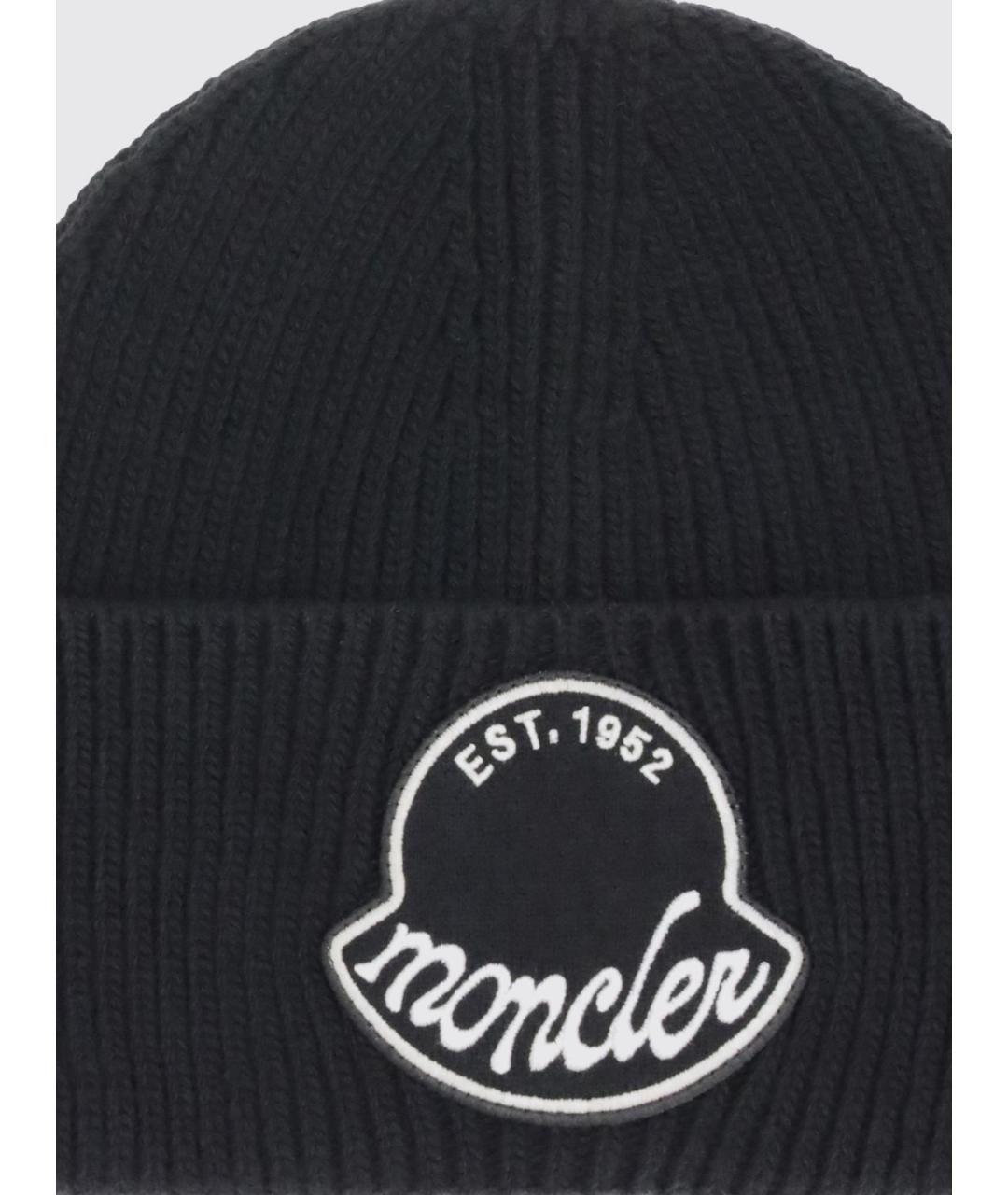 MONCLER Черная шерстяная шапка, фото 3