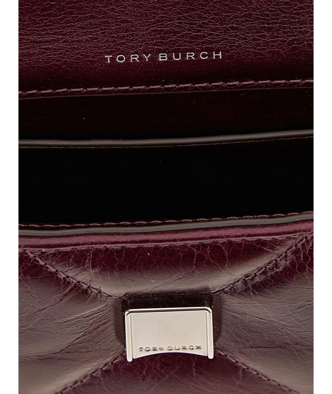 TORY BURCH Бордовая кожаная сумка через плечо, фото 4
