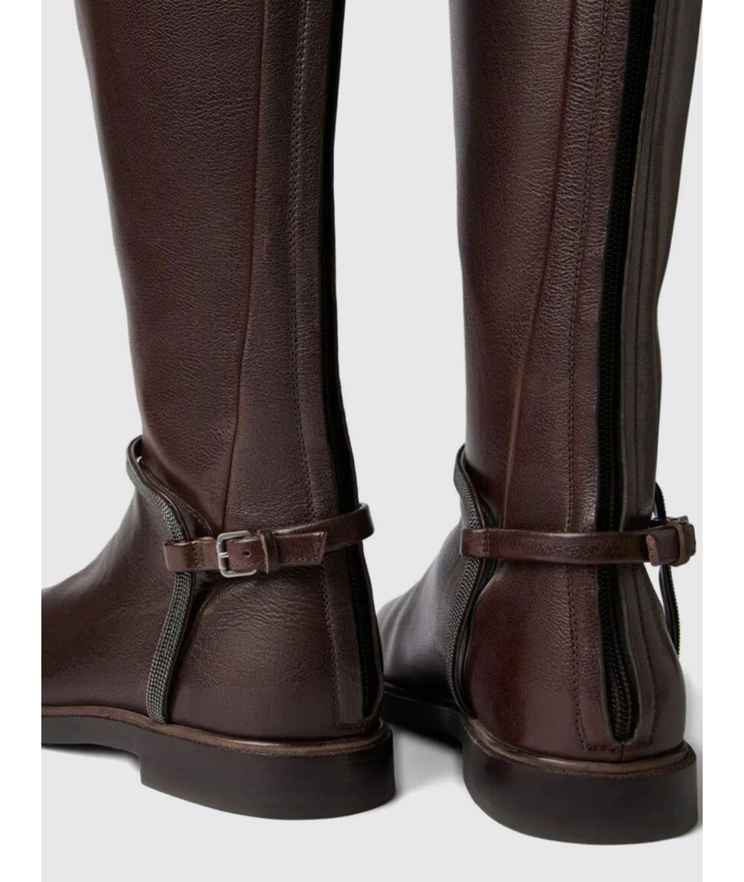 BRUNELLO CUCINELLI Коричневые кожаные сапоги, фото 4