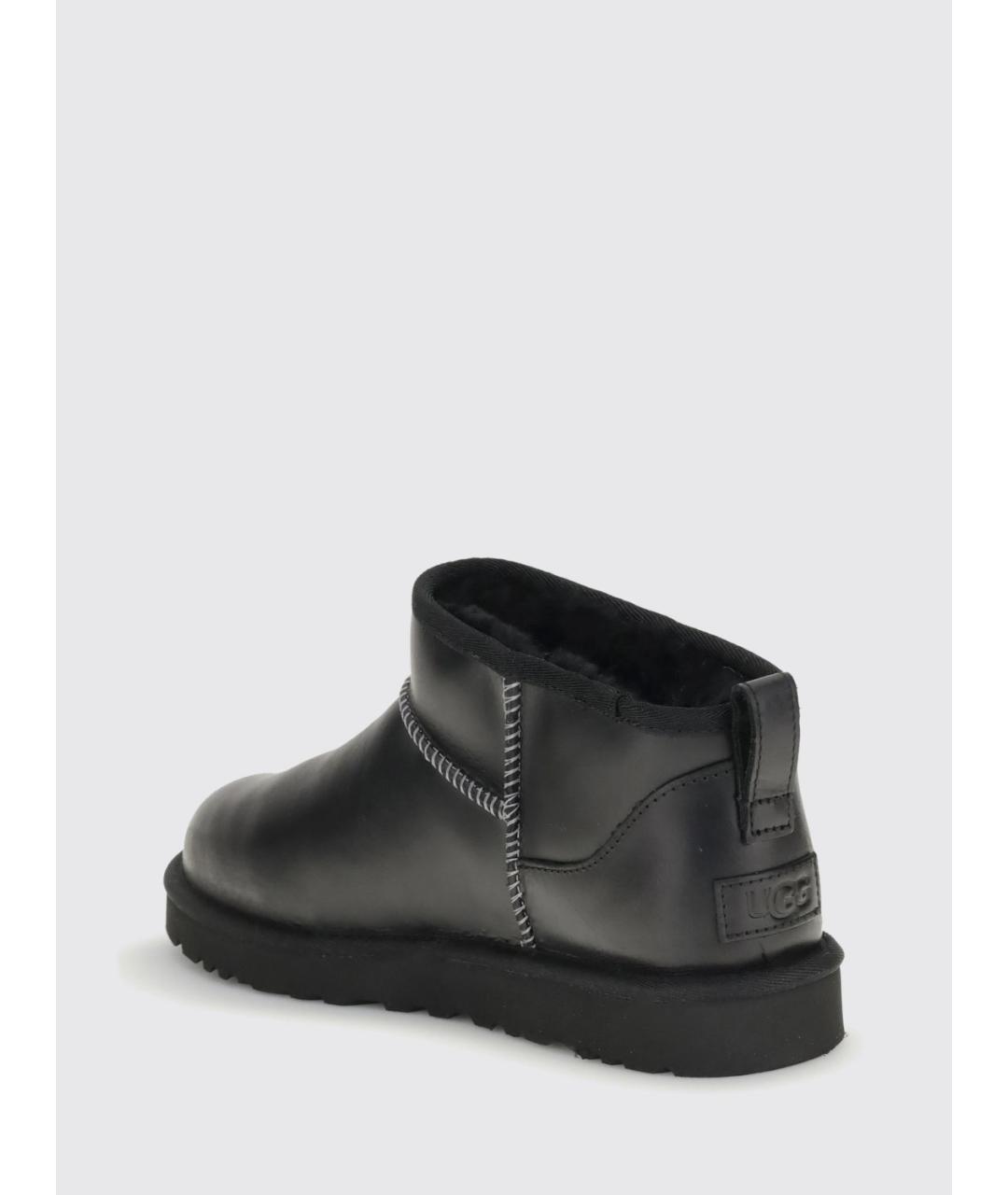 UGG AUSTRALIA Черные кожаные низкие ботинки, фото 3