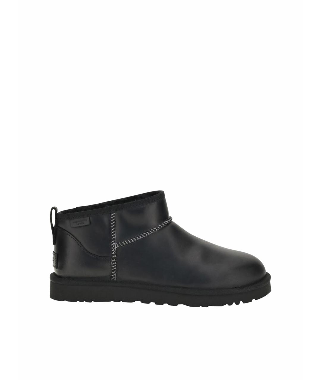 UGG AUSTRALIA Черные кожаные низкие ботинки, фото 1