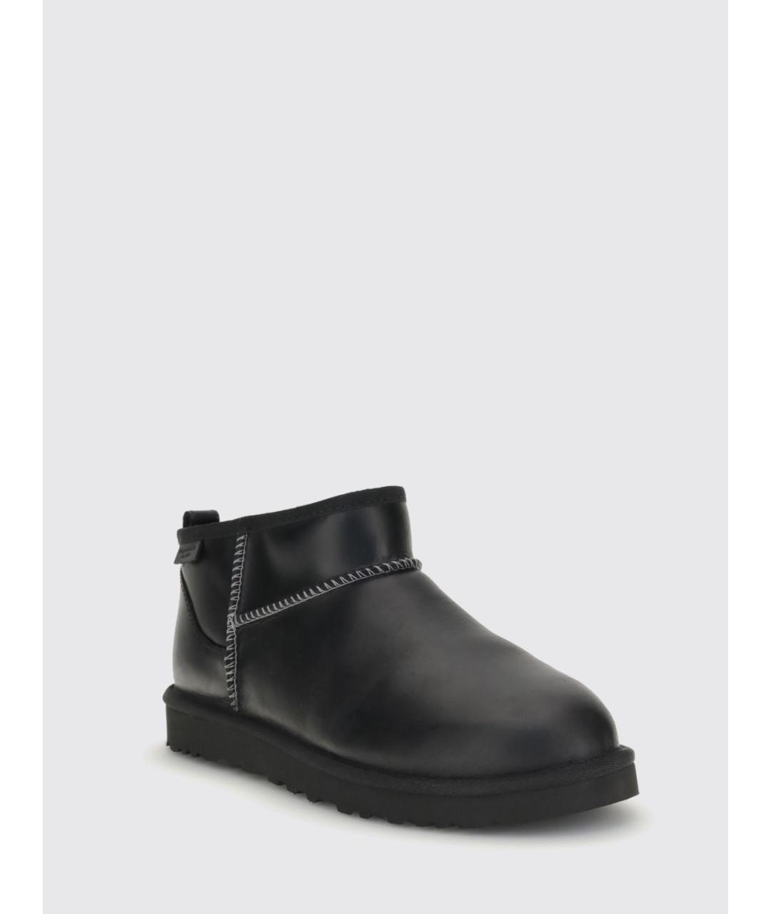 UGG AUSTRALIA Черные кожаные низкие ботинки, фото 2