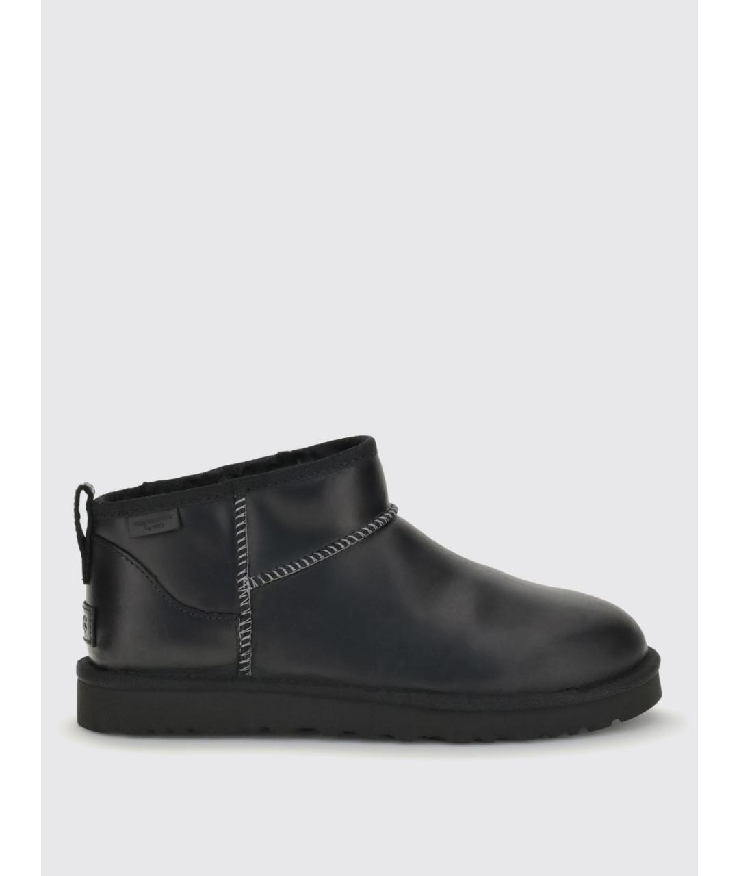 UGG AUSTRALIA Черные кожаные низкие ботинки, фото 4