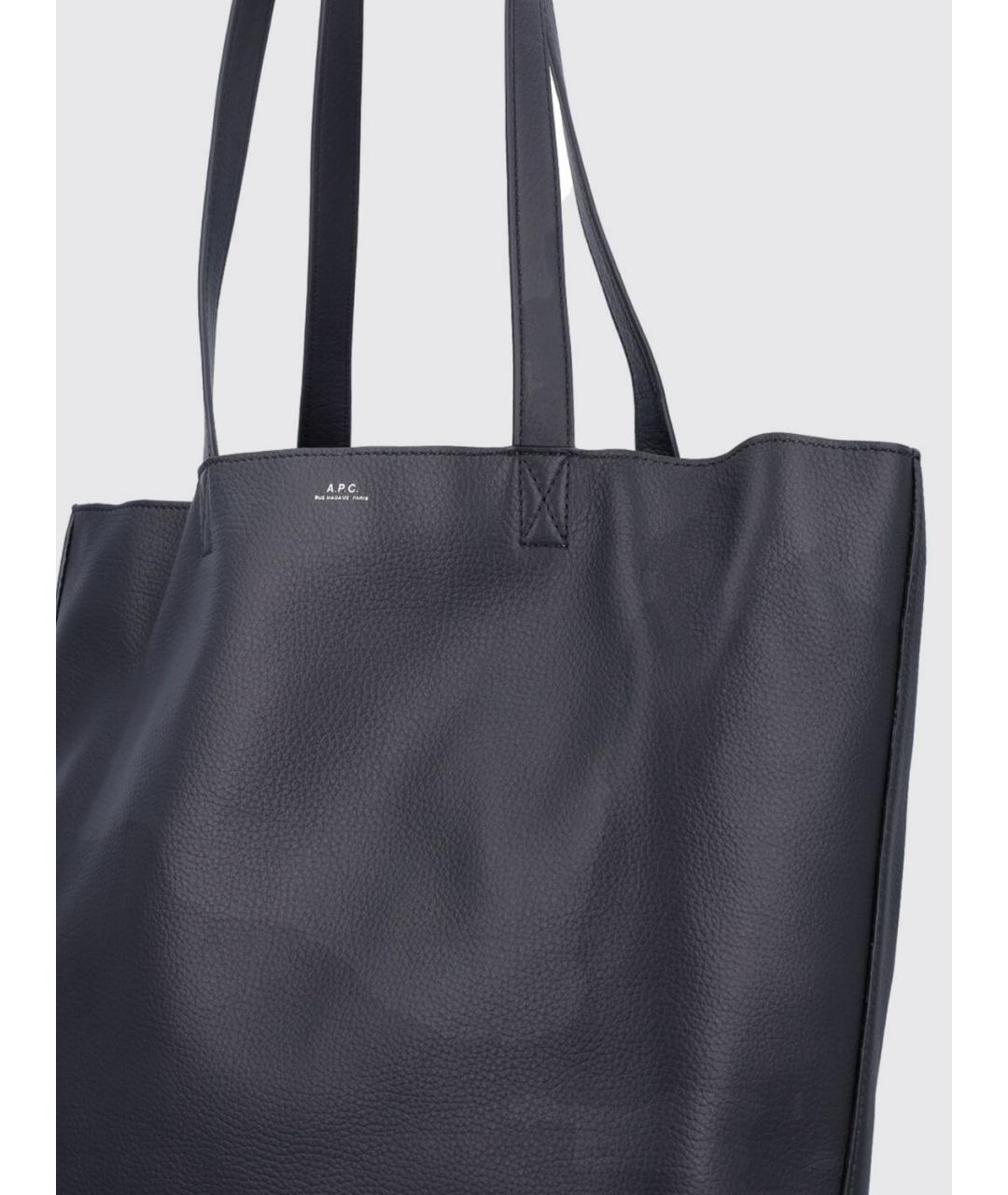 A.P.C. Черная кожаная сумка тоут, фото 3