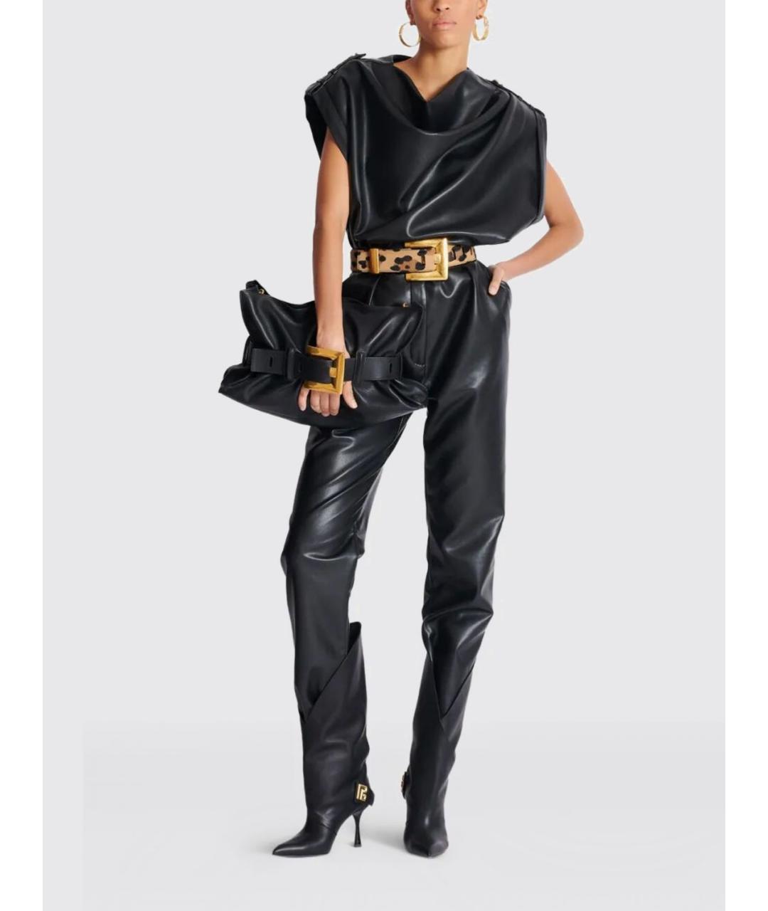 BALMAIN Черная кожаная сумка тоут, фото 2
