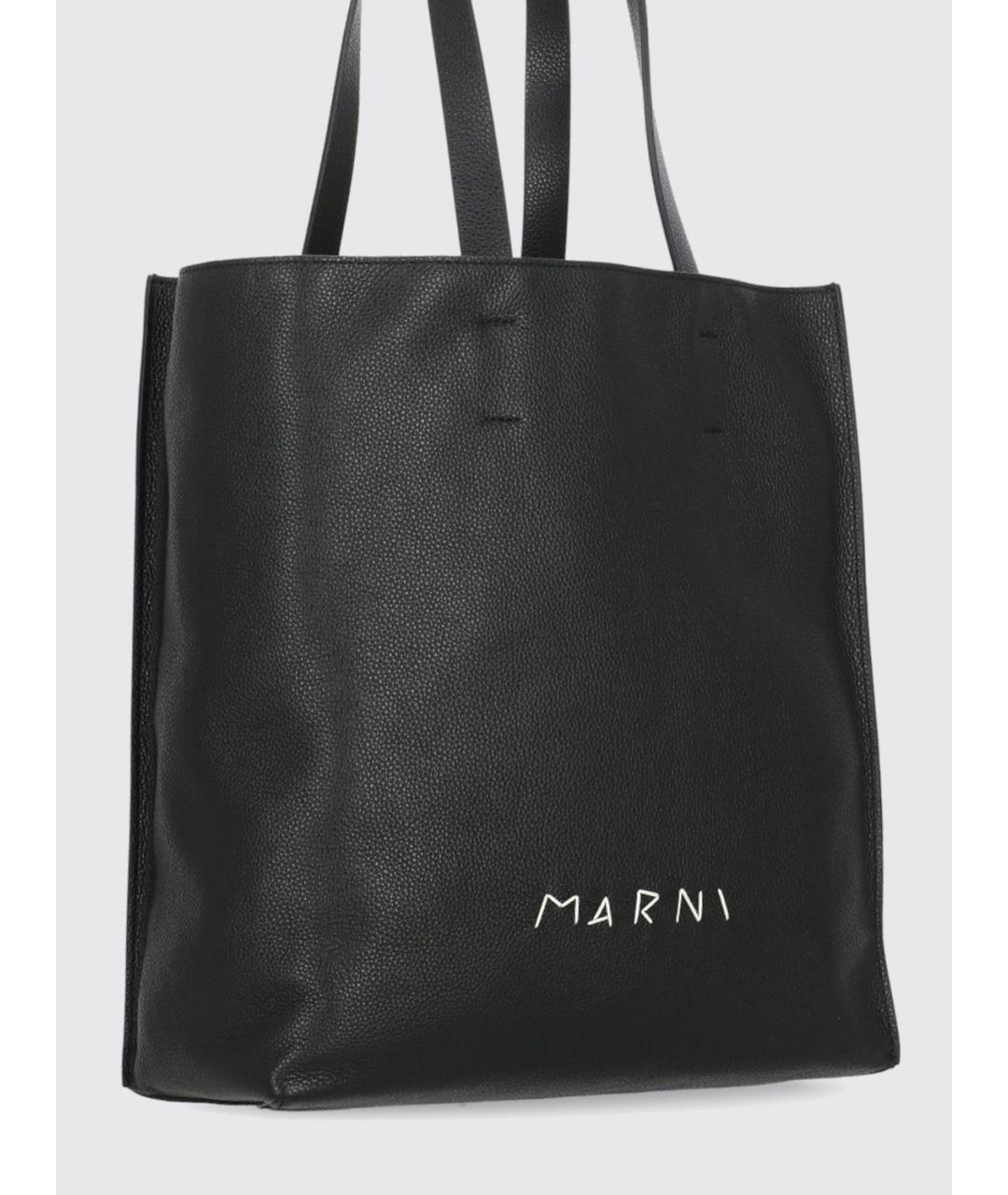 MARNI Черная кожаная сумка тоут, фото 4