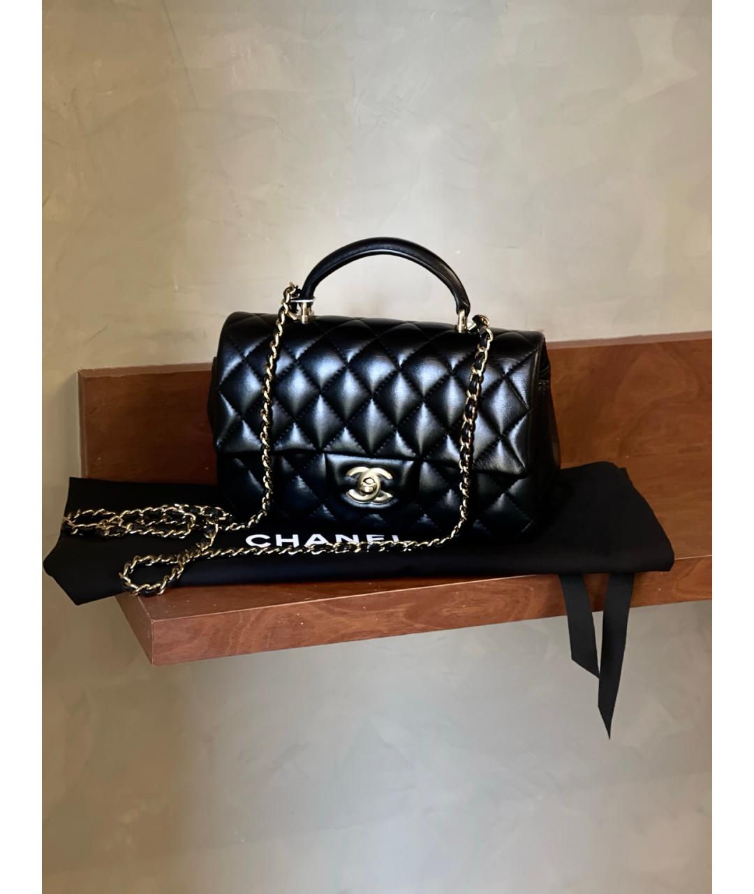 CHANEL Черная кожаная сумка через плечо, фото 10