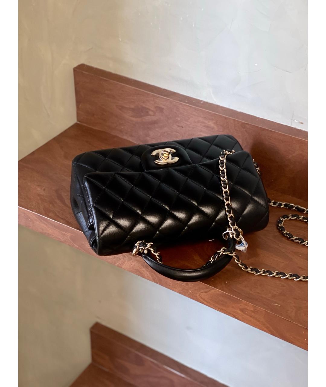 CHANEL Черная кожаная сумка через плечо, фото 6