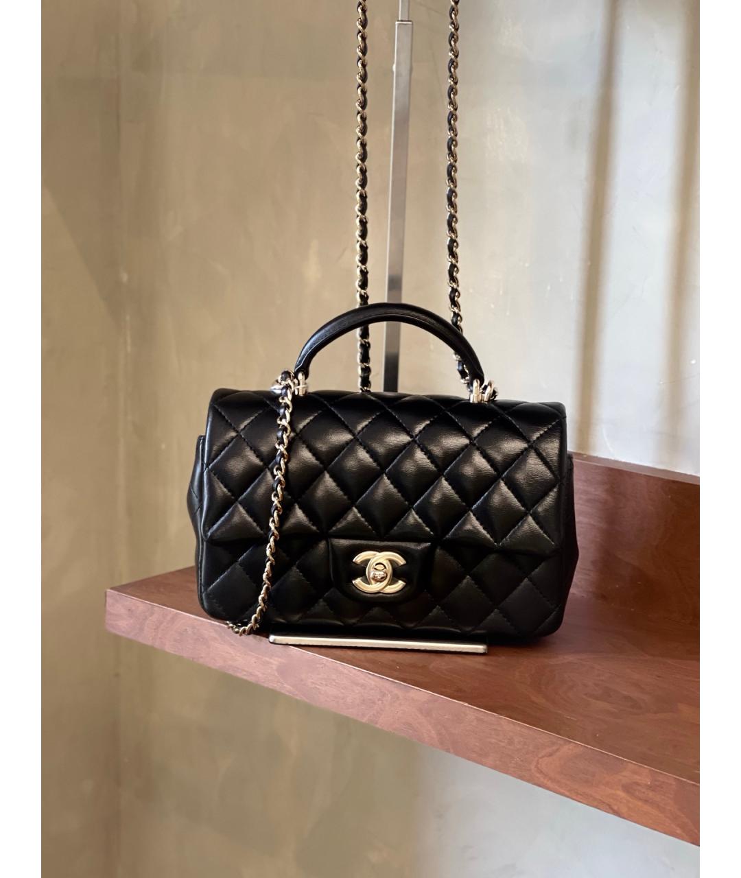 CHANEL Черная кожаная сумка через плечо, фото 8
