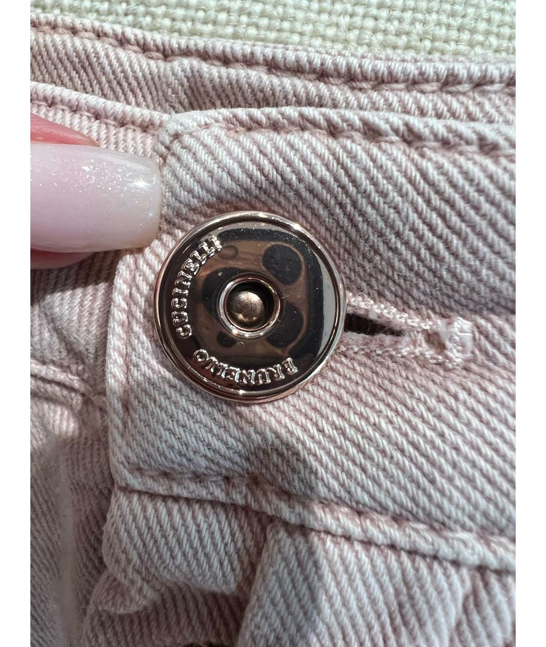 BRUNELLO CUCINELLI Розовые хлопковые прямые джинсы, фото 6