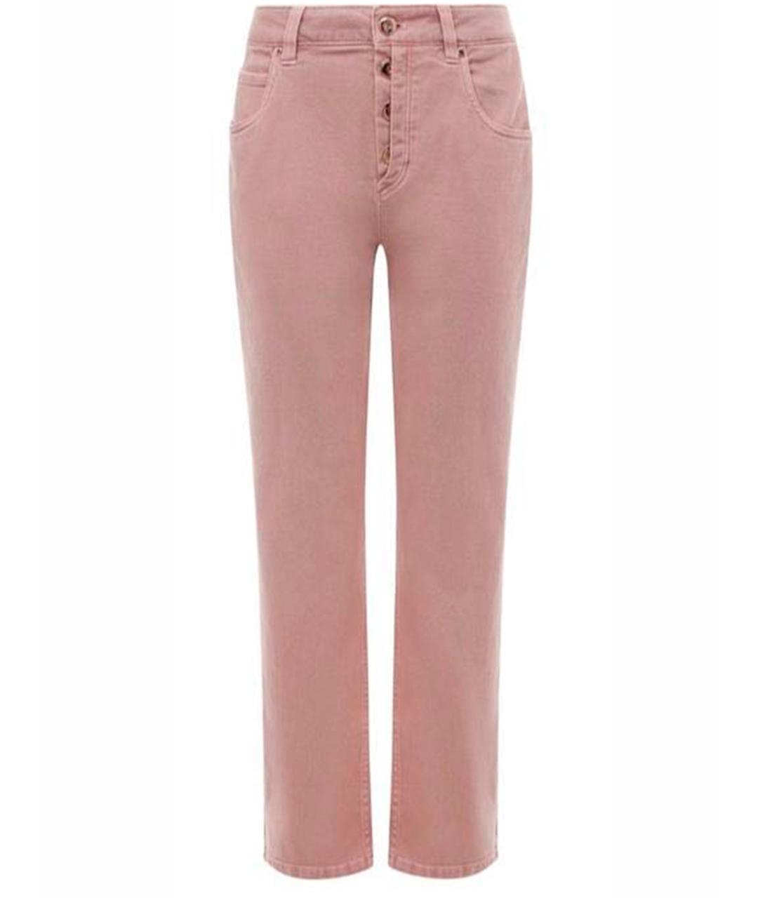 BRUNELLO CUCINELLI Розовые хлопковые прямые джинсы, фото 1
