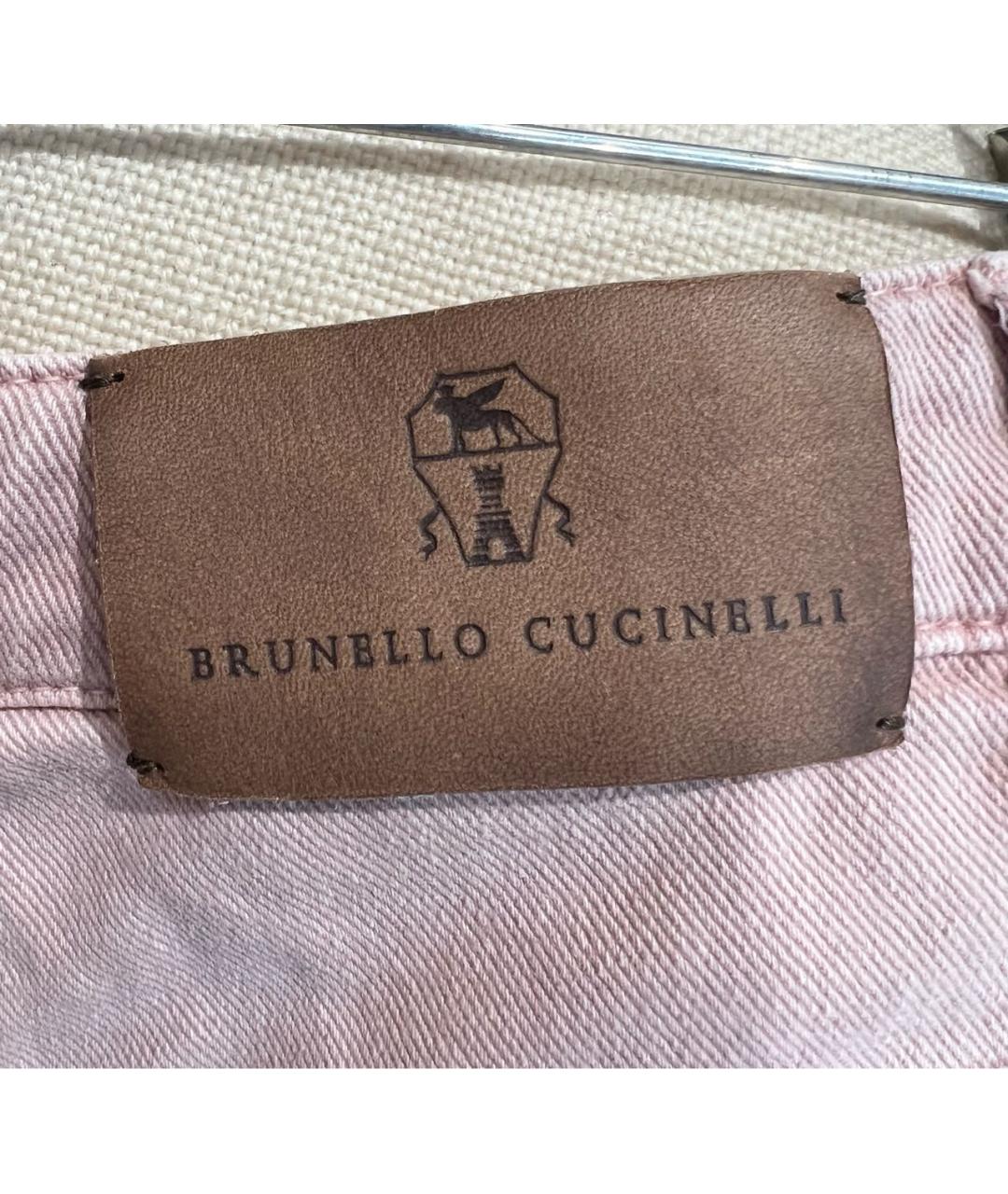 BRUNELLO CUCINELLI Розовые хлопковые прямые джинсы, фото 4