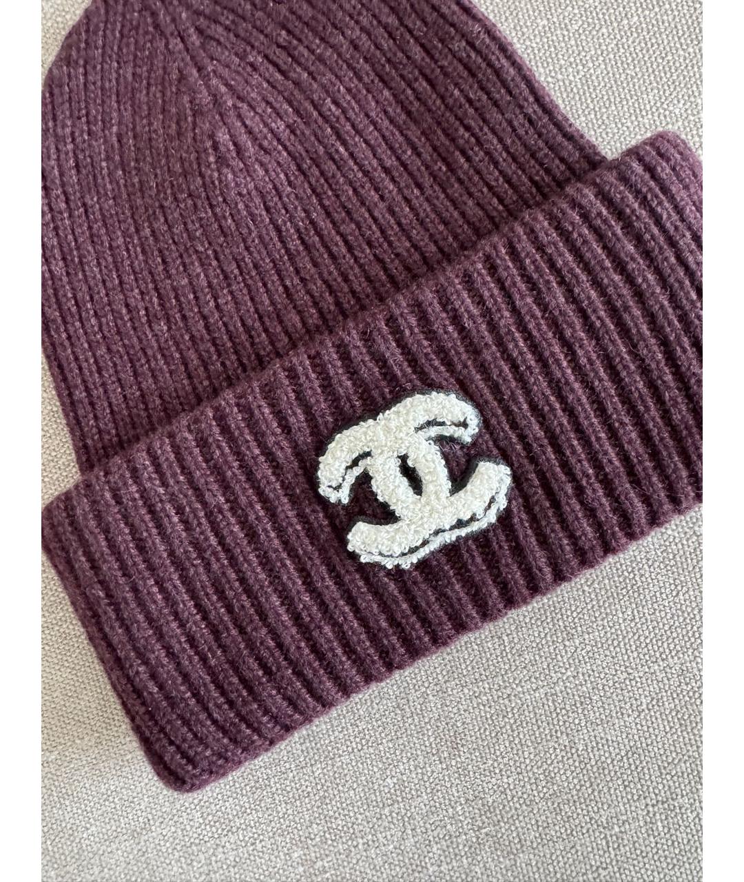 CHANEL Бордовая кашемировая шапка, фото 3