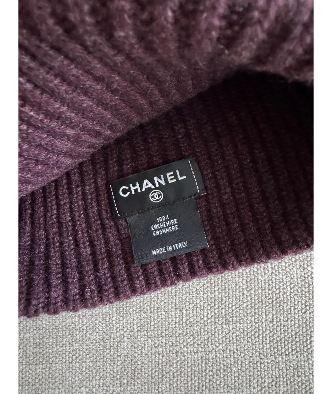 CHANEL Бордовая кашемировая шапка, фото 4