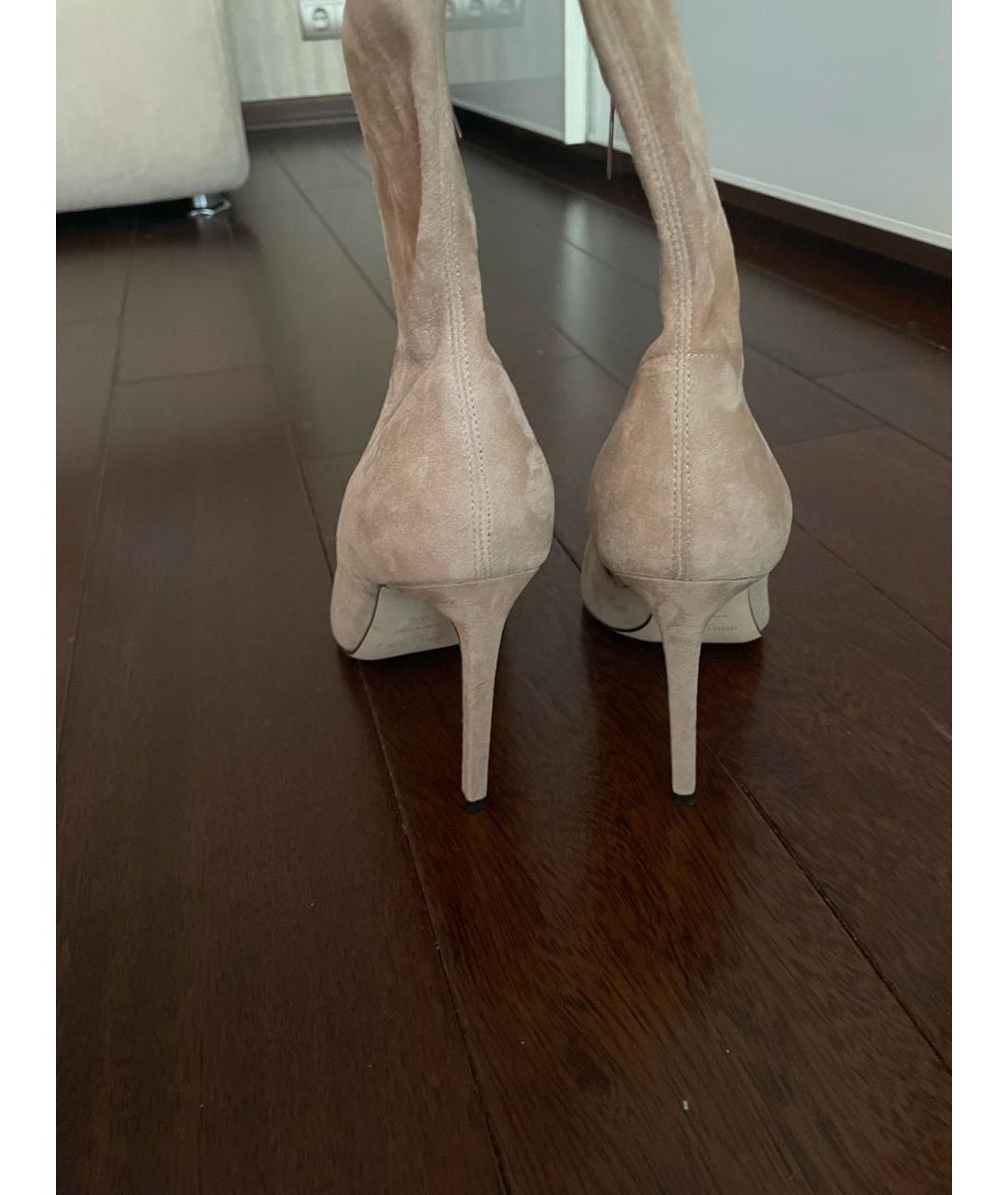 JIMMY CHOO Бежевые замшевые ботфорты, фото 4