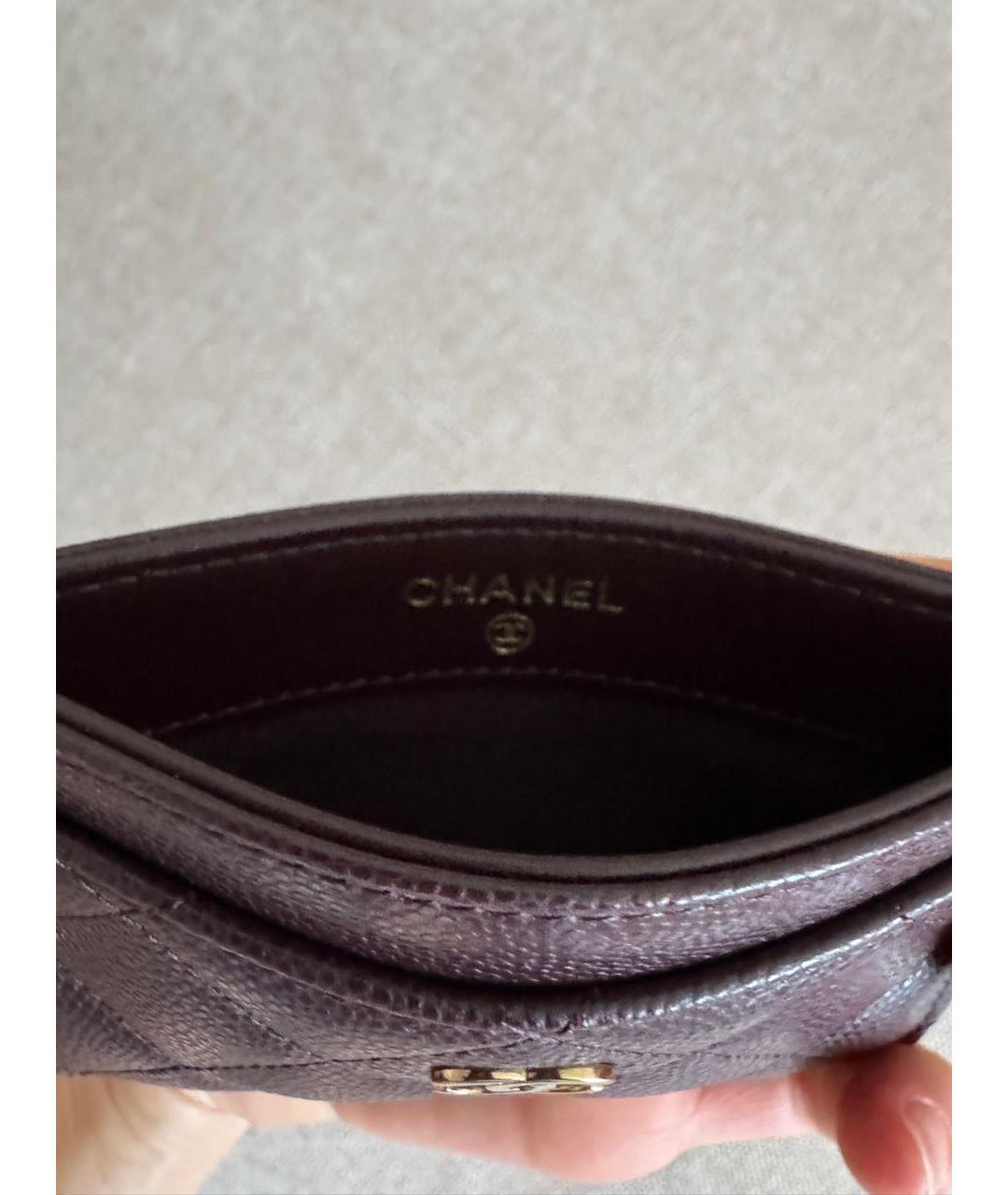 CHANEL Бордовая кожаная визитница, фото 3