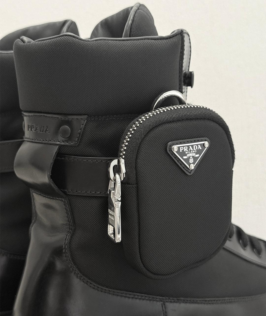 PRADA Черные кожаные высокие ботинки, фото 7