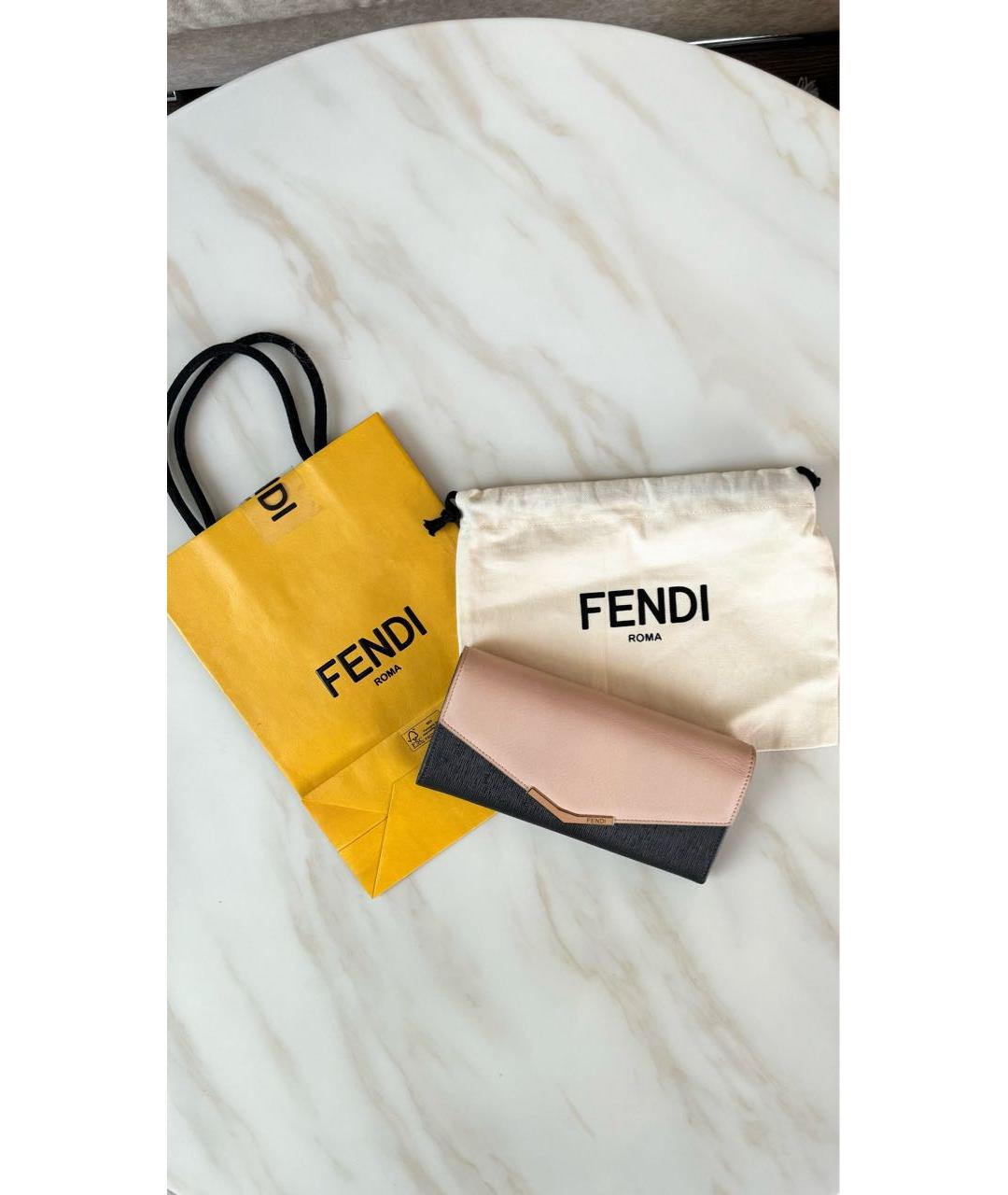 FENDI Розовый кожаный кошелек, фото 5