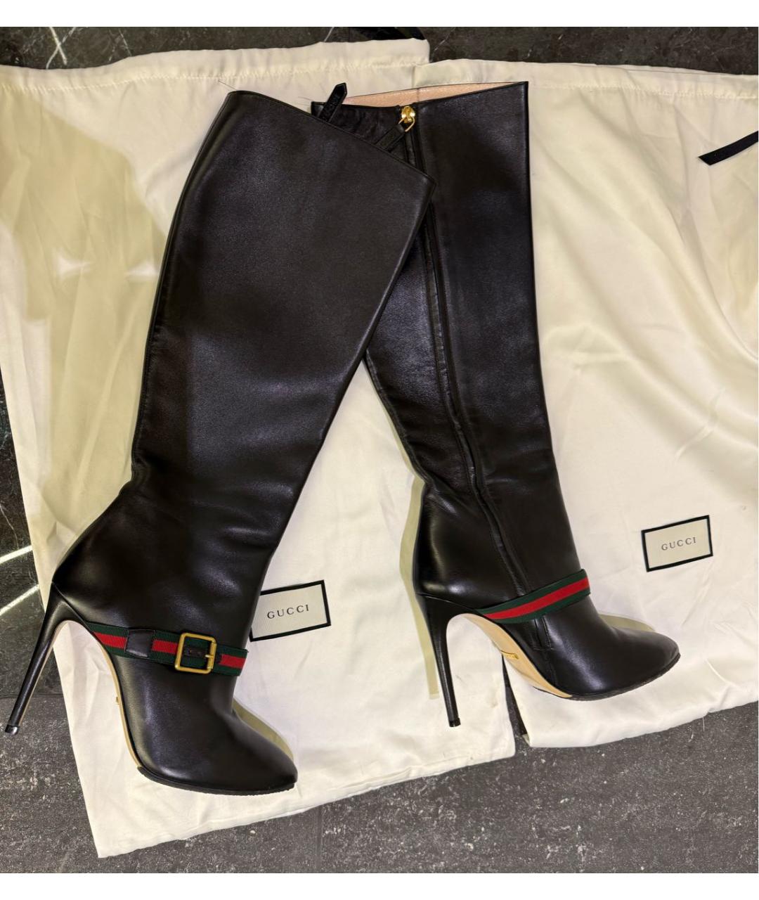 GUCCI Черные кожаные сапоги, фото 8