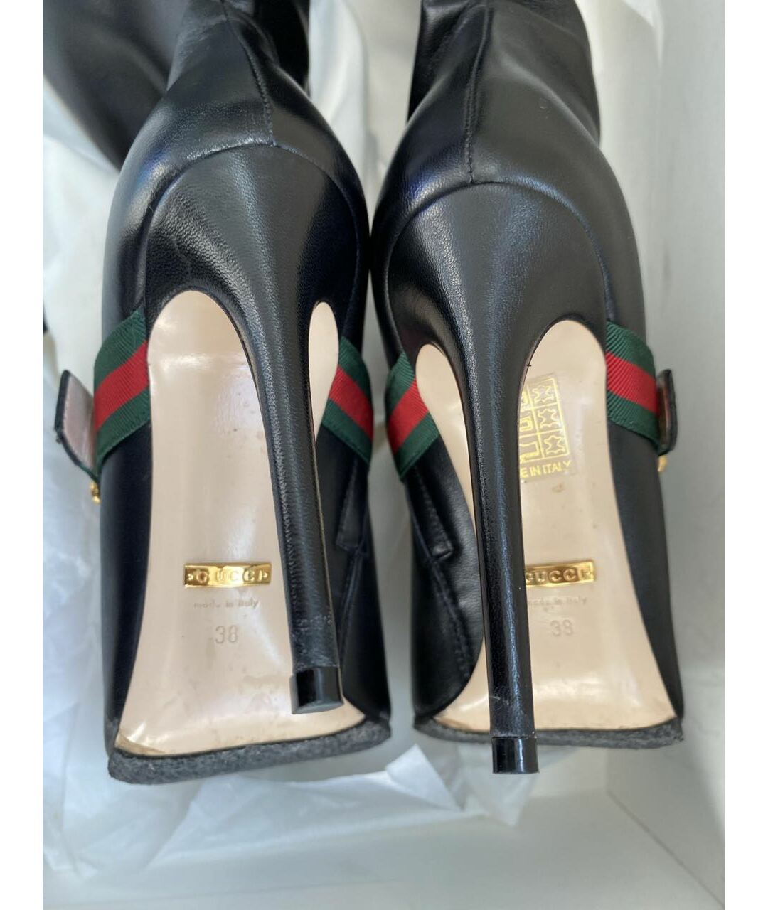 GUCCI Черные кожаные сапоги, фото 4