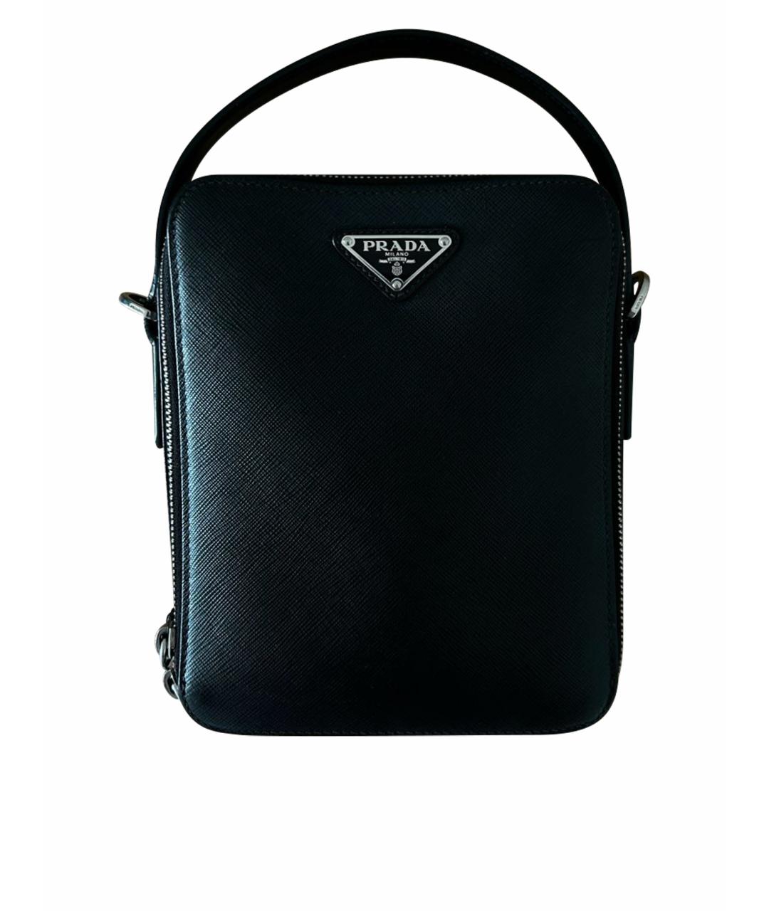 PRADA Черная кожаная барсетка, фото 1