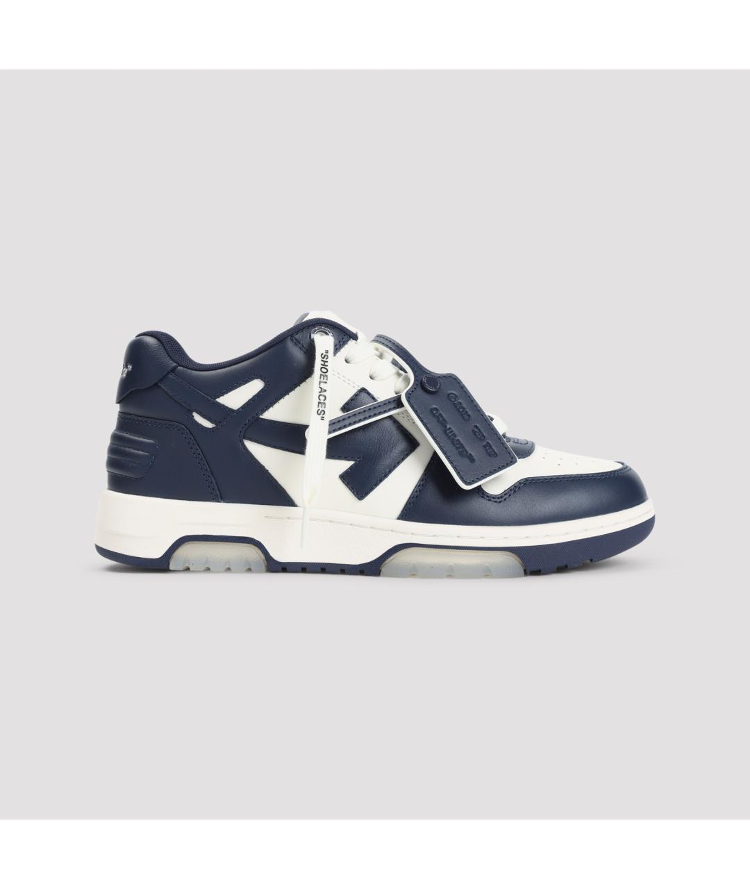 OFF-WHITE Синие кожаные низкие кроссовки / кеды, фото 3