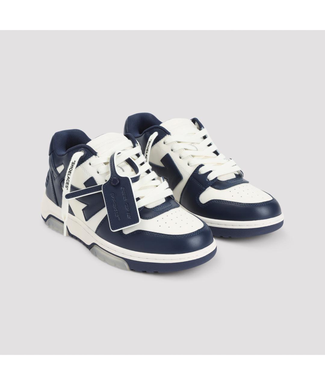 OFF-WHITE Синие кожаные низкие кроссовки / кеды, фото 5