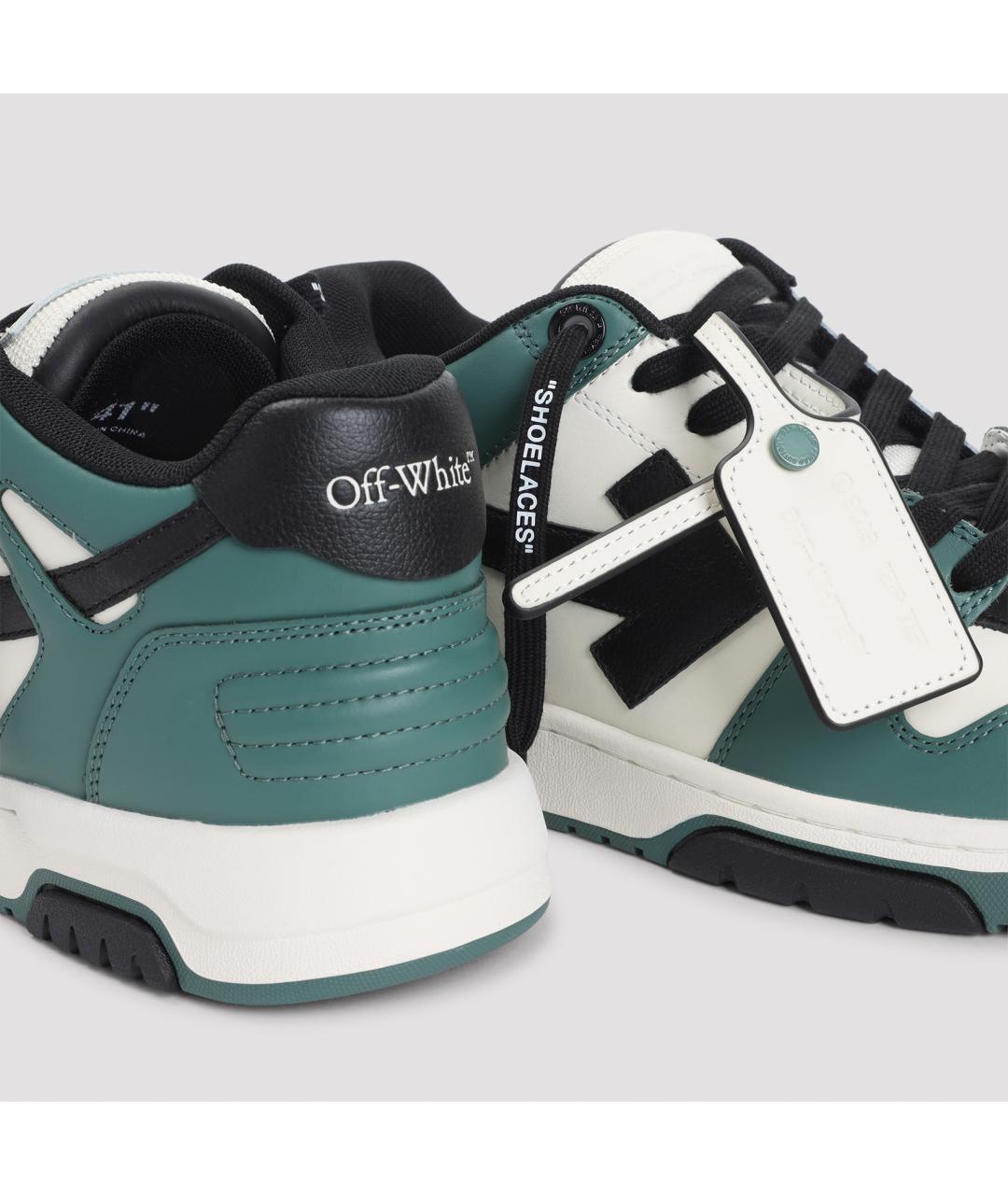 OFF-WHITE Зеленые кожаные низкие кроссовки / кеды, фото 6