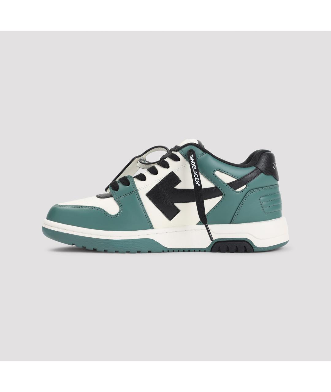 OFF-WHITE Зеленые кожаные низкие кроссовки / кеды, фото 4
