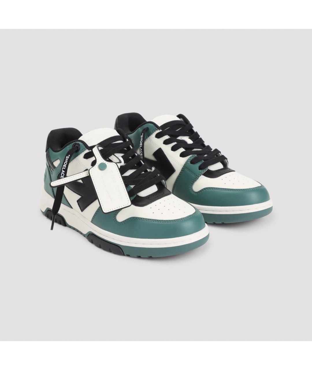 OFF-WHITE Зеленые кожаные низкие кроссовки / кеды, фото 5