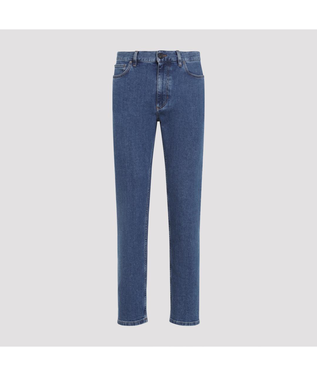 ZEGNA Синие хлопковые прямые джинсы, фото 3