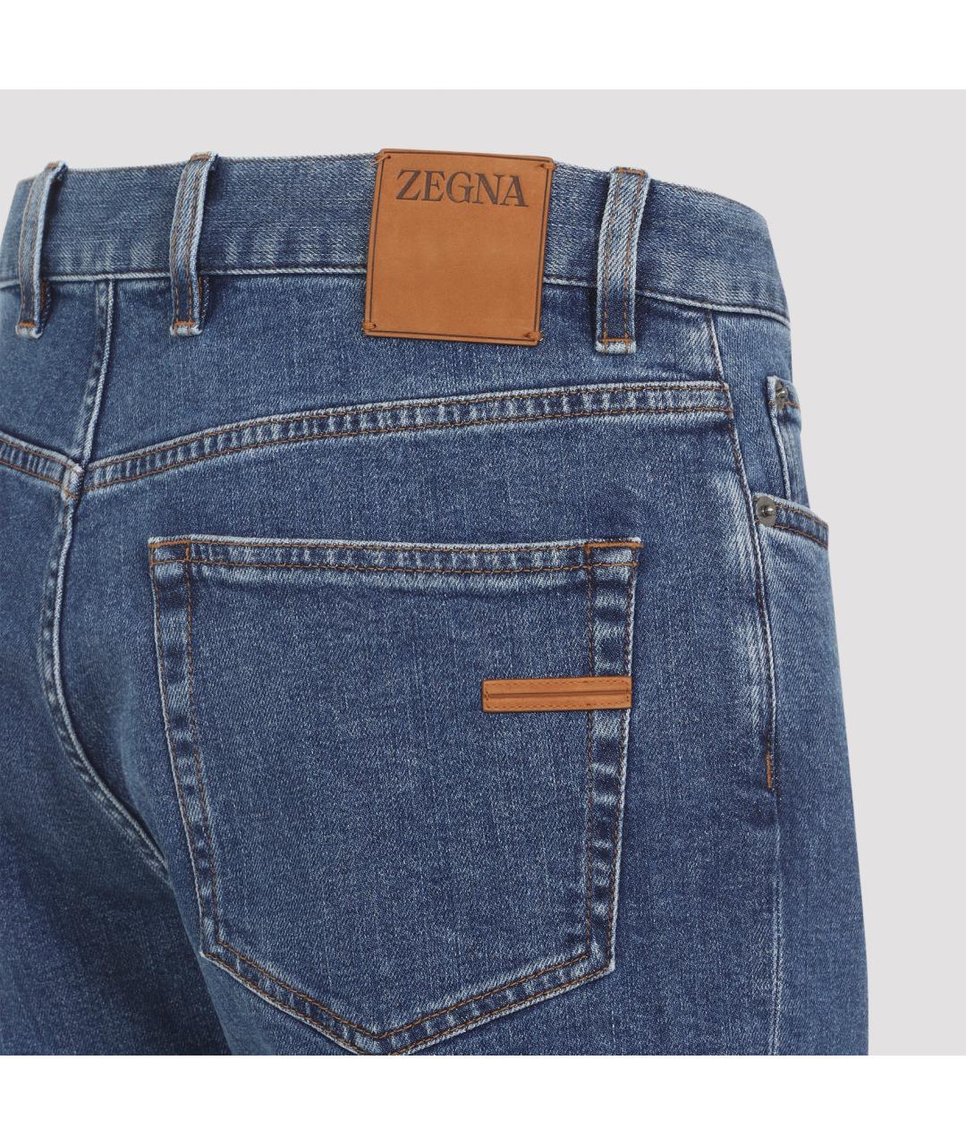 ZEGNA Синие хлопковые прямые джинсы, фото 5