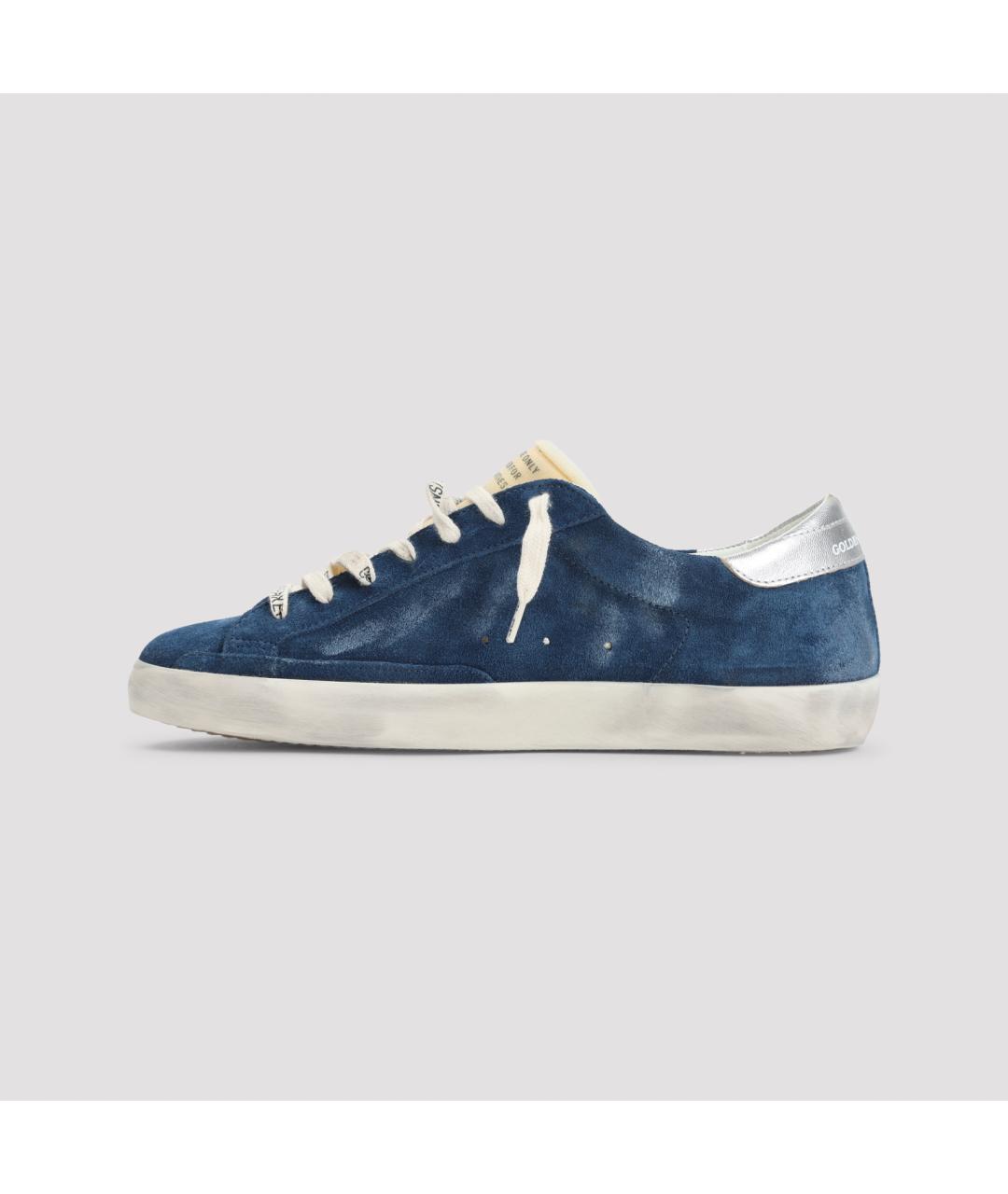 GOLDEN GOOSE DELUXE BRAND Синие кожаные низкие кроссовки / кеды, фото 4