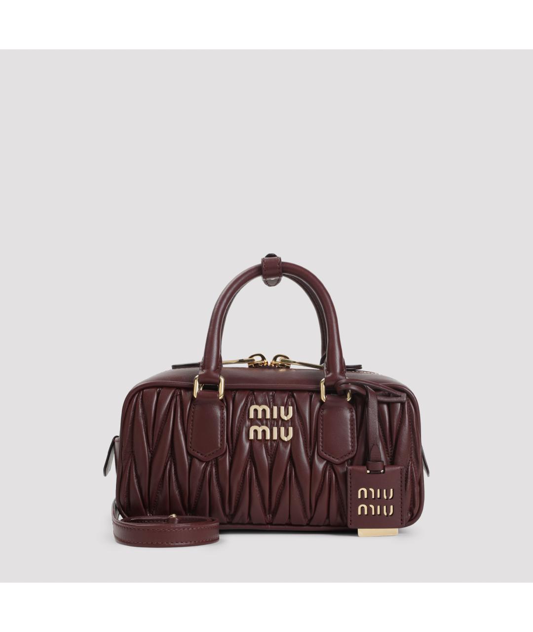 MIU MIU Бордовая кожаная сумка с короткими ручками, фото 5