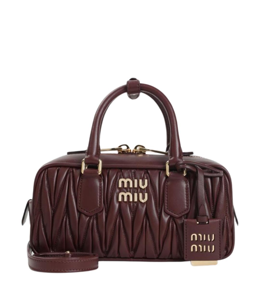 MIU MIU Бордовая кожаная сумка с короткими ручками, фото 1