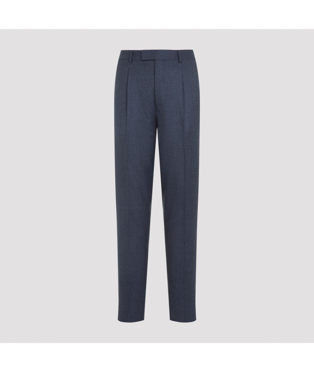 ZEGNA Синие шерстяные классические брюки, фото 2