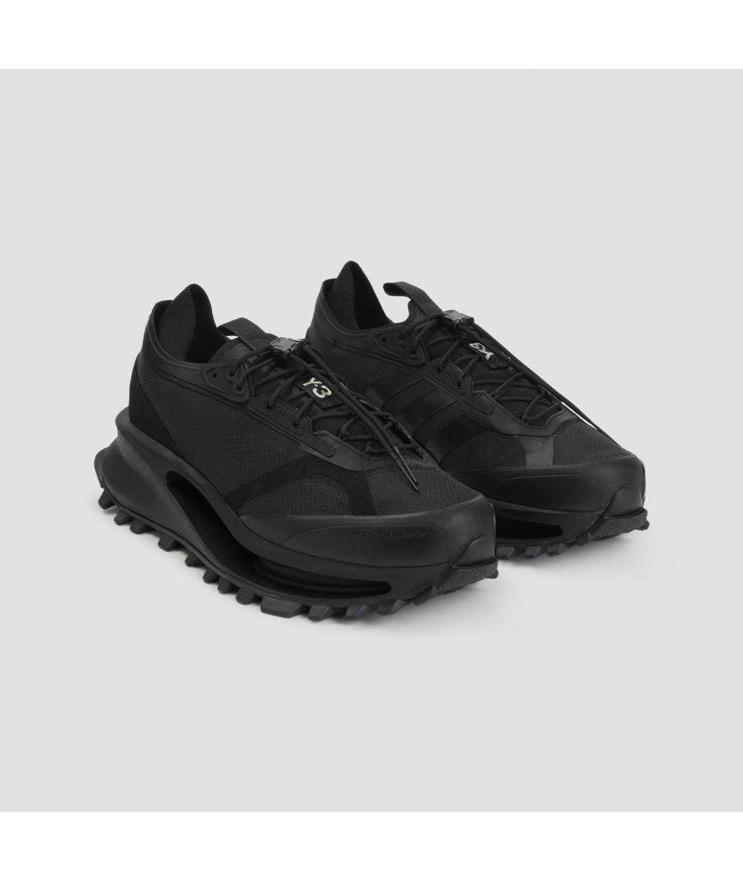 Y-3 Черные синтетические низкие кроссовки / кеды, фото 5