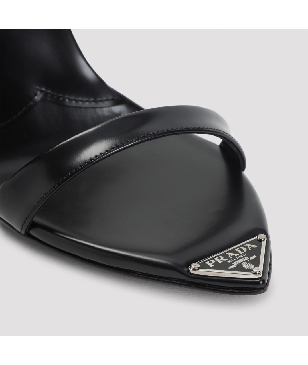 PRADA Черные кожаные босоножки, фото 6