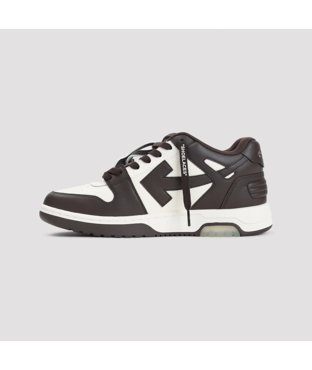 OFF-WHITE Коричневые кожаные низкие кроссовки / кеды, фото 4