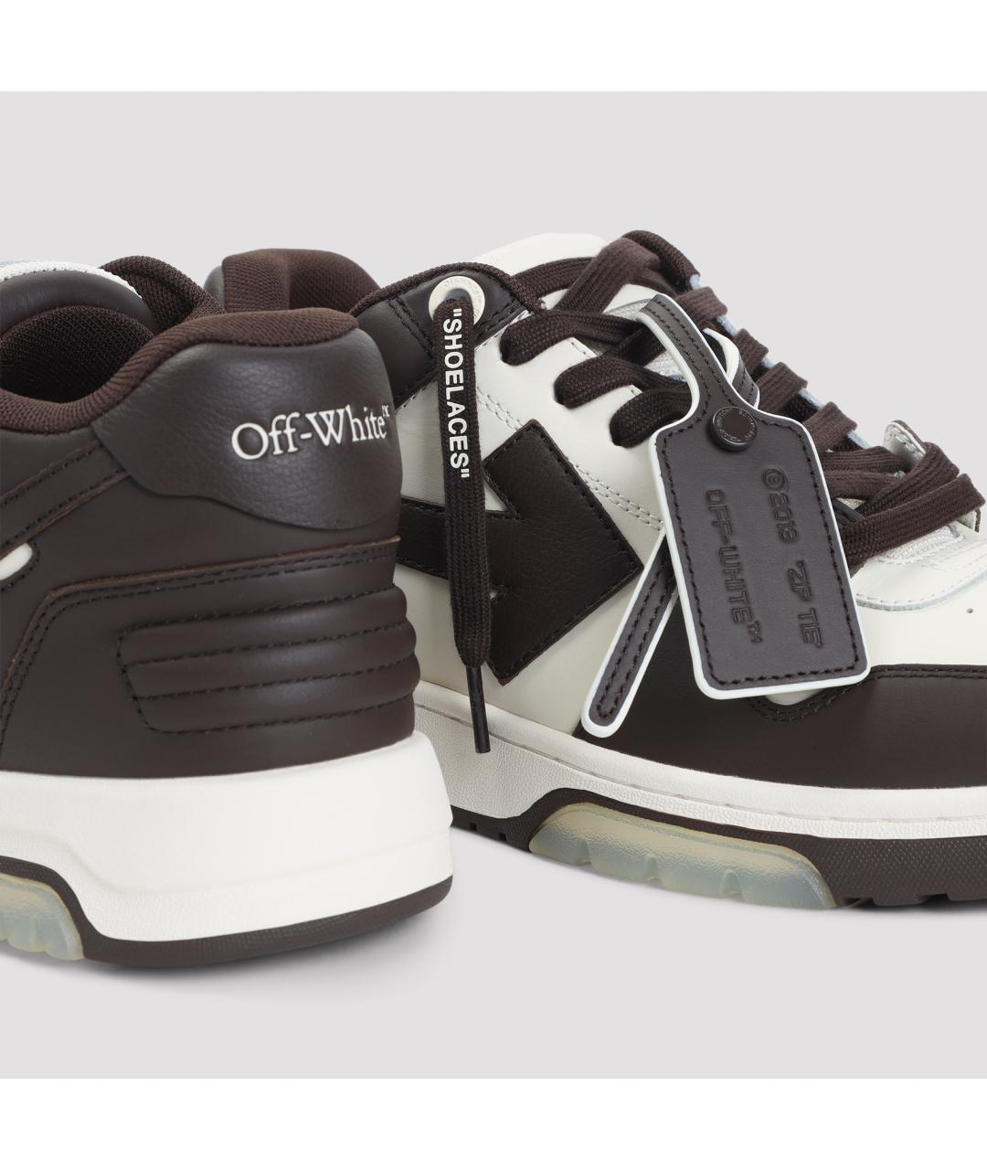 OFF-WHITE Коричневые кожаные низкие кроссовки / кеды, фото 6