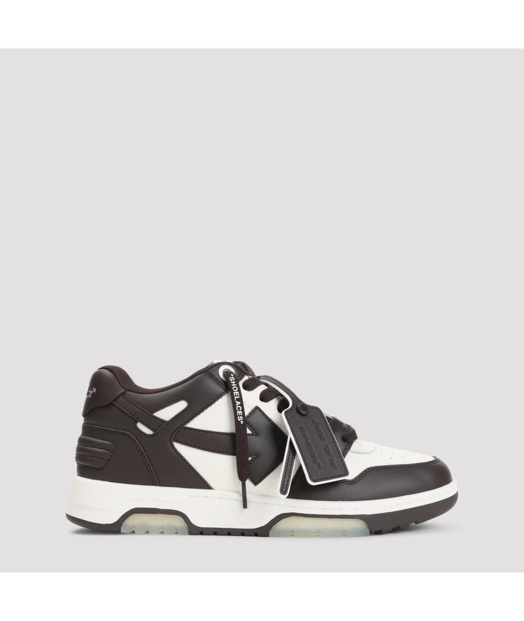 OFF-WHITE Коричневые кожаные низкие кроссовки / кеды, фото 2