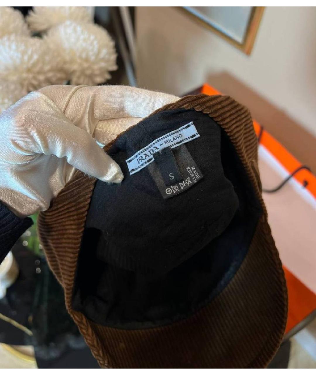 PRADA Коричневая кепка, фото 4