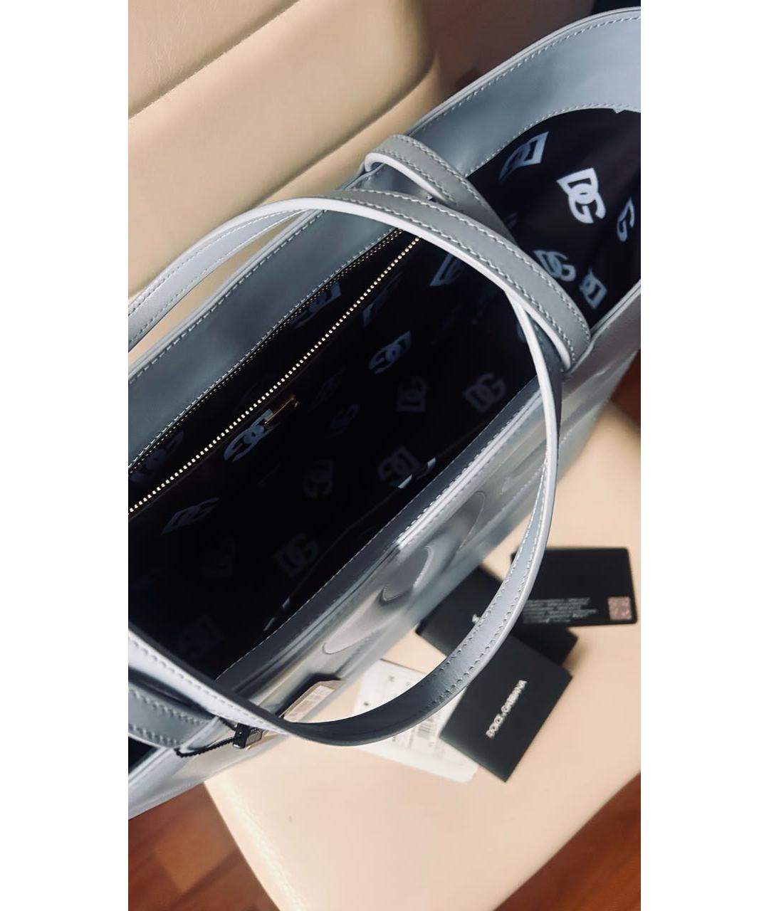 DOLCE&GABBANA Голубая кожаная сумка тоут, фото 3