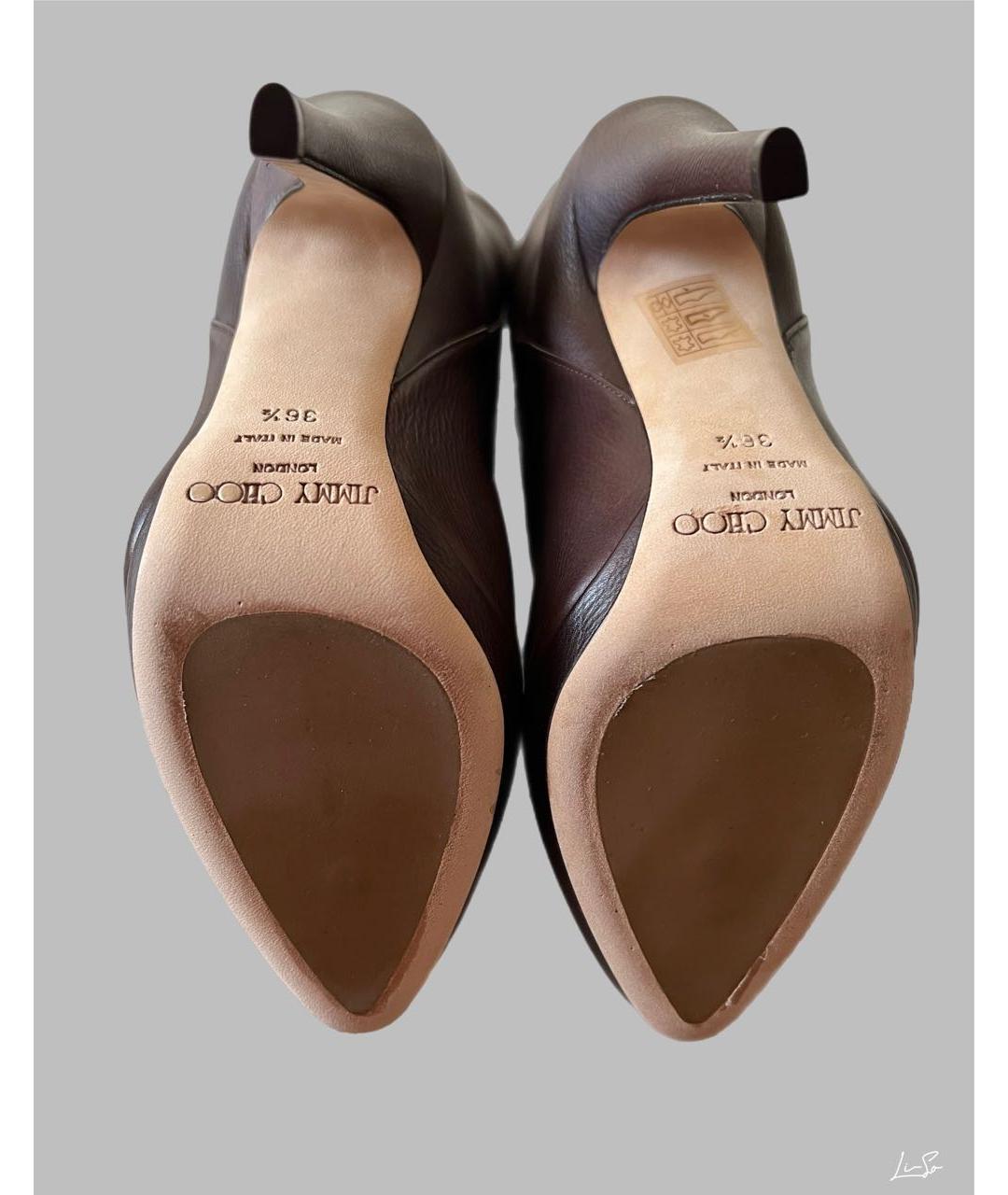 JIMMY CHOO Коричневые кожаные ботфорты, фото 8